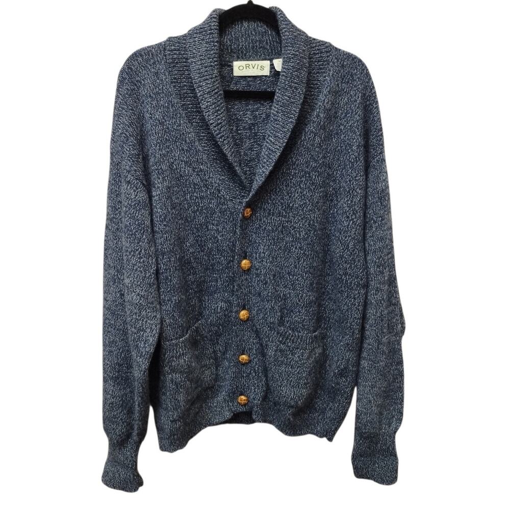 Orvis Men Fisherman Wool Blend Shawl Collar Cardigan XL Heritage Preppy Academia